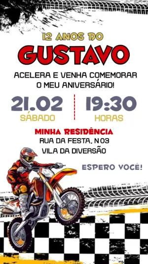 Convite de Aniversário Motocross Radical para Menino Editável