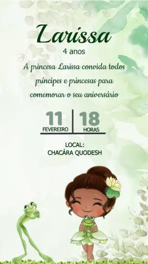 Convite de Aniversário Princesa Tiana e o Sapo para Editar
