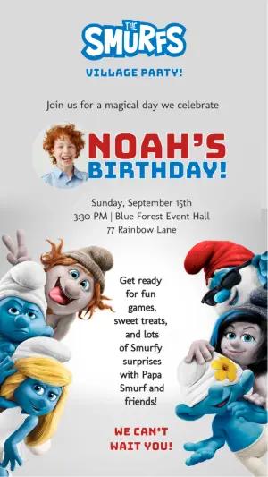Editable Smurfs Birthday Party Invitation Template