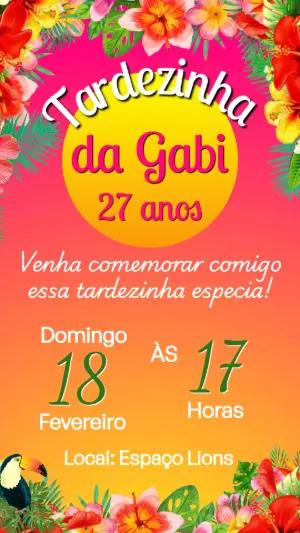 Convite de Aniversário Tardezinha Tropical Editável