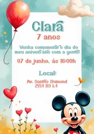 Convite de Aniversário Mickey Mouse para Editar Online
