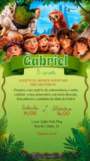 Convite Digital Os Croods para Aniversário Editável