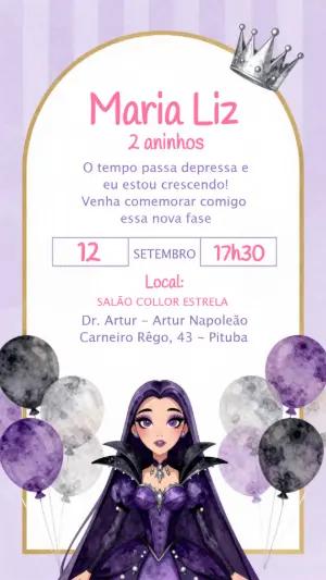 Convite Animado Aniversário Princesa Gótica para Editar