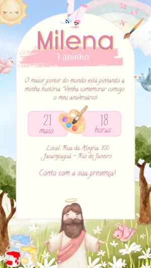 Convite Aniversário O Maior Pintor do Mundo para Editar Online