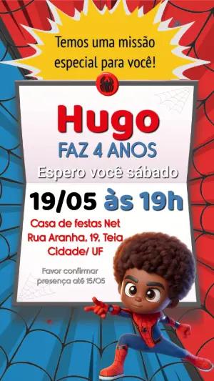 Convite Digital Herói Aranha Infantil Editável