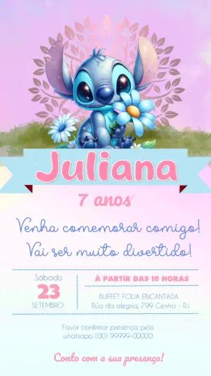 Convite de Aniversário do Stitch Editável Online para Imprimir