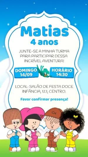 Convite Aniversário Turma do Cristãozinho para Editar Online