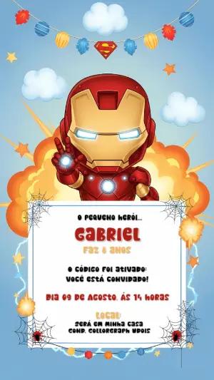 Convite Aniversário Homem de Ferro para Editar Online