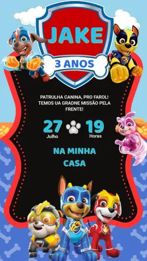 Convite Digital Patrulha Canina Mighty Pups para Editar