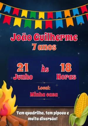 Convite de Aniversário Festa Junina Arraiá Editável Online