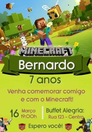 Convite Digital Minecraft: Modelo Editável para Aniversário