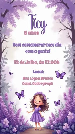 Convite Aniversário Jardim das Borboletas para Editar Online