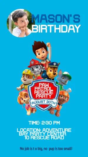 Editable Paw Patrol Birthday Invite with Photo