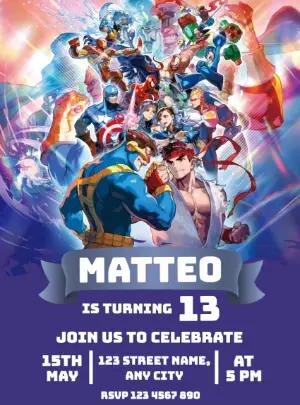 Editable Superhero Video Game Birthday Invitation Template