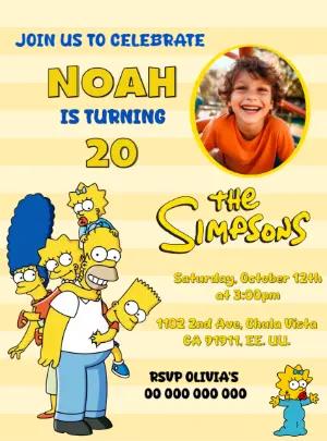 Editable Simpsons Birthday Party Invitation Template