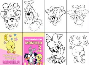 Mini Livro de Colorir Baby Looney Tunes para Editar e Imprimir