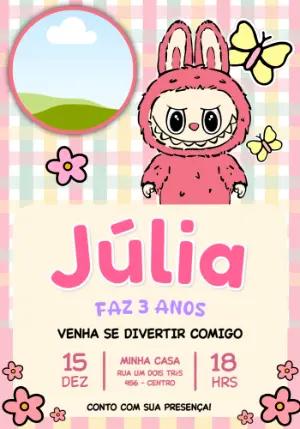 Convite de Aniversário Infantil Labubus Editável