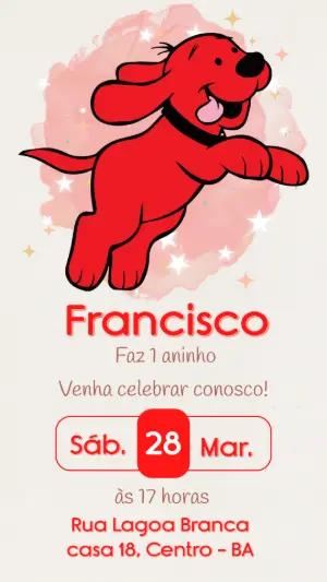 Convite de Aniversário Clifford o Cachorro Vermelho para Editar