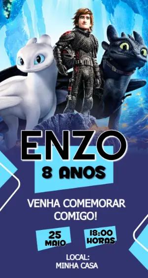 Convite de Aniversário Como Treinar Seu Dragão para Editar