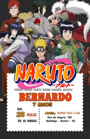 Convite de Aniversário Naruto Editável
