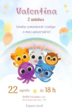 Convite Digital Aniversário Infantil Bolofofos para Editar