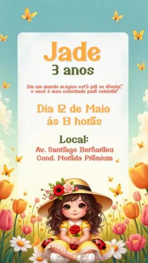 Convite Animado Aniversário Jardim Encantado para Editar