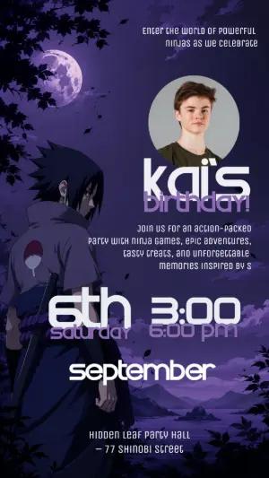 Sasuke Uchiha Birthday Invitation Editable Template