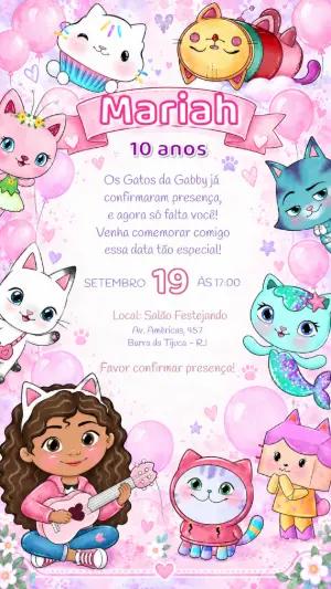 Convite de Aniversário A Casa da Gabby Editável