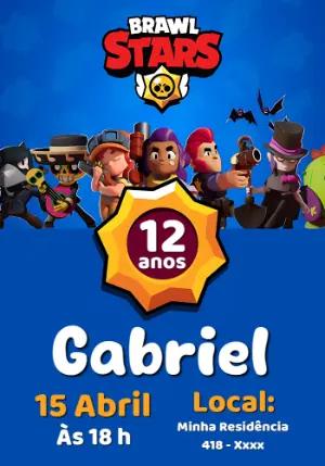 Convite Aniversário Brawl Stars com Brawlers para Editar Online