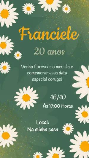 Convite de Aniversário Jardim das Margaridas para Editar