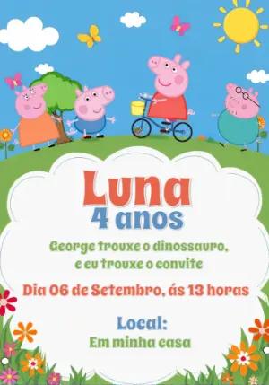 Convite de Aniversário Peppa Pig para Editar Online