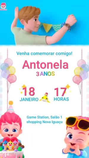 Vídeo Convite de Aniversário Infantil Colorido para Editar Online
