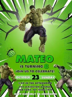 Incredible Hulk Birthday Invitation to Edit Online