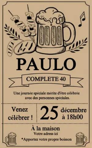Invitation Anniversaire Bière & Barbecue Modèle à Modifier