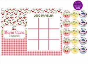 Jogo da Velha Cerejinha Editável para Aniversário