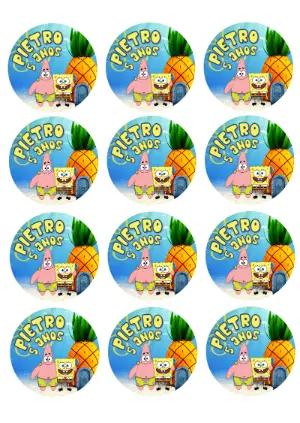 Adesivo Redondo Aniversário Bob Esponja para Editar Online