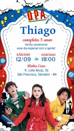 Convite de Aniversário DPA Detetives do Prédio Azul Editável