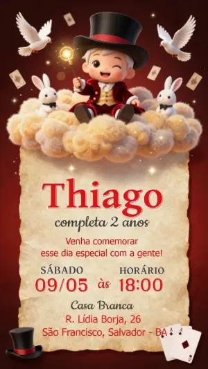 Convite de Aniversário Mágico Infantil para Editar e Enviar