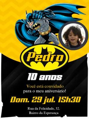 Convite Aniversário Batman com Foto para Editar Online