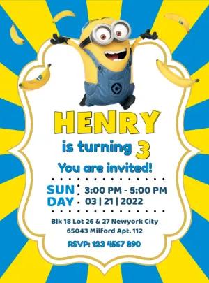 Editable Minions Birthday Invitation Template