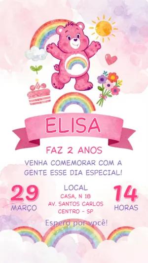 Convite de Aniversário Ursinhos Carinhosos Aquarela Editável