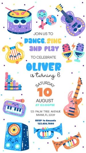Colorful Music Band Birthday Invitation | Editable Template