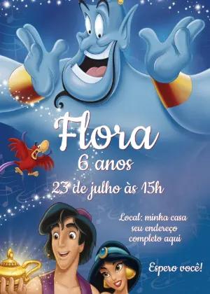 Convite de Aniversário Aladdin: Modelo Digital Editável
