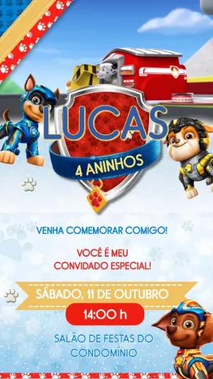 Convite Animado Patrulha Canina Heróis para Editar