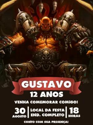 Convite de Aniversário World of Warcraft Editável com Orc