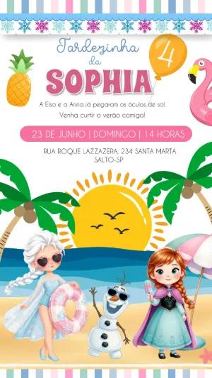 Convite Digital Frozen Verão: Festa Tardezinha Editável