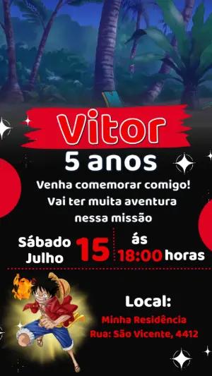 Convite Animado One Piece: Vídeo de Aniversário para Editar