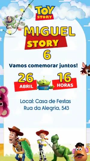 Convite de Aniversário Toy Story Editável para Festa Infantil
