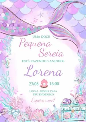 Convite Aniversário Sereia Fundo do Mar para Editar Online