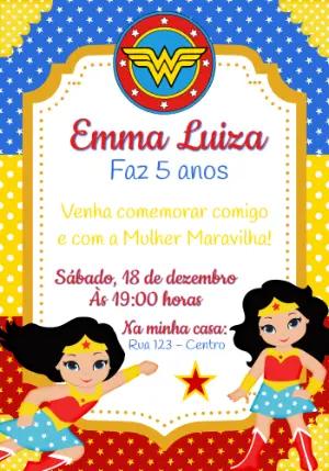 Convite de Aniversário Mulher Maravilha para Editar